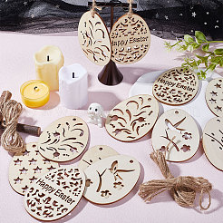 50 Stück 5 Stile Ostern unbehandeltes Holz Anhänger Ornamente&nbsp;WOOD-GF0002-01