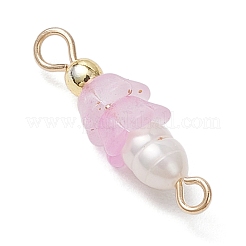 Ciondoli connettore in acrilico e perle d'acqua dolce coltivate naturali con fiori smerigliati&nbsp;PALLOY-JF03590-04