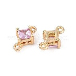 Breloques connecteurs en laiton pavé de losanges en verre&nbsp;GLAA-Q088-001A