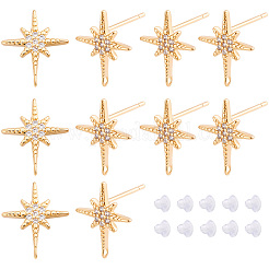 Risultati dell'orecchino della vite prigioniera di zirconia cubica 10pcs in ottone micro spianato&nbsp;KK-BBC0029-25
