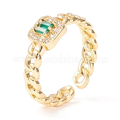 Scintillante anello a polsino quadrato con zirconi&nbsp;KK-D067-40G-RS