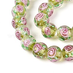 Perles à la main en verre de feuille brins&nbsp;FOIL-N033-04D