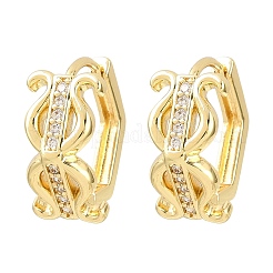 Orecchini a cerchio in ottone lira con micro pavé di zirconi cubici trasparenti&nbsp;EJEW-D348-04G