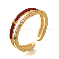 Anelli per polsini da donna in ottone con micro pavé di zirconi trasparenti&nbsp;RJEW-U040-02G-01