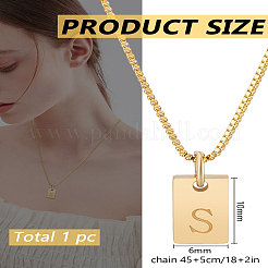 Collier avec pendentif rectangulaire en forme de lettre en acier inoxydable 1 pièce&nbsp;NJEW-LP0001-34S-G