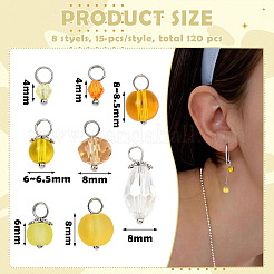 120pcs 8 pendentifs en verre de style&nbsp;PALLOY-SW00078