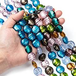 Fili di perline in vetro con foglia argento fatto a mano&nbsp;SL109