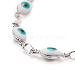 Bracelet chaînes à maillons œil de cheval en émail&nbsp;BJEW-P271-05P-03