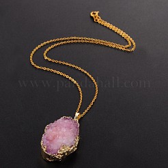 Mode-Design Messing natürlichen druzy Achat Anhänger Halsketten&nbsp;NJEW-JN01138