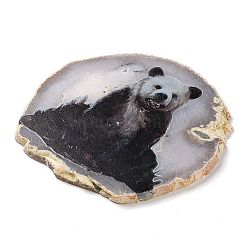 Bedrucktes Naturachat-Scheiben-Steinornament&nbsp;DJEW-M011-03E