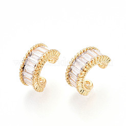 Orecchini a polsino in zircone chiaro con micro pavè di ottone&nbsp;KK-T074-32G