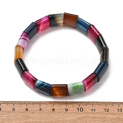 Bracelets extensibles en perles d'agate naturelle carrée (teinte et chauffée) pour femmes et hommes&nbsp;GG-CBA9ACE-B18