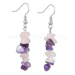 Set di orecchini pendenti in quarzo rosa naturale e ametista&nbsp;EJEW-JE06246-01
