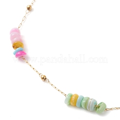 Tobilleras de cadena de eslabones de acero inoxidable 304 con cuentas de concha natural y disco teñido&nbsp;AJEW-AN00725