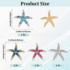 4 broche de solapa de aleación de estrella de mar de 4 colores para ropa de mochila&nbsp;JEWB-CY0001-08