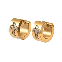 Boucles d'oreilles créoles en acier inoxydable 304 et zircon cubique pour femmes&nbsp;SA-CBAF36C-02C-G