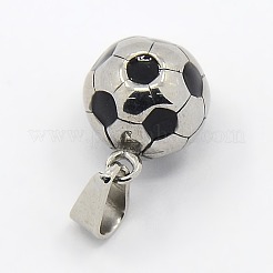 Accessori per collane alla moda 304 acciaio inossidabile ciondoli a forma di pallone da calcio&nbsp;LS-STAS-L012-B01P