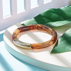 Braccialetto elasticizzato con perline in tubo curvo acrilico con pietra preziosa imitazione&nbsp;BJEW-JB07981-01