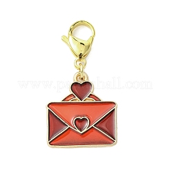 Décorations pendentif en alliage émaillé en forme de cœur pour enveloppe de Saint-Valentin&nbsp;HJEW-JM02897