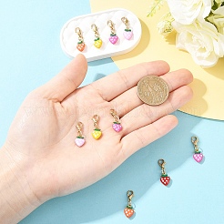 10 pz decorazioni pendenti in acciaio inossidabile 304 smaltato a forma di fragola&nbsp;HJEW-YW00295