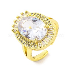 Anello a polsino aperto ovale con zirconi cubici e vetro&nbsp;RJEW-U003-21