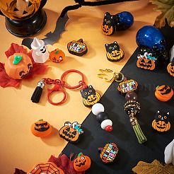 12 Stück Silikon-Brennperlen in 6 Stilen mit Halloween-Motiv&nbsp;SIL-TA0003-26