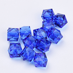 Transparent Acrylic Beads, Faceted, Cube, Blue, 8x8x7.5mm, Hole: 1.4mm