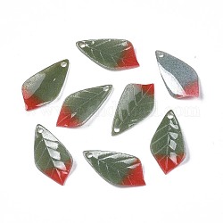 Ciondoli di plastica, foglia, verde oliva scuro, 22~23.5x11~12x2.5~3mm, Foro: 1~1.5 mm