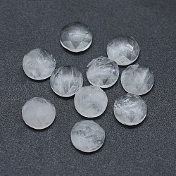Cabuchones de cristal de cuarzo natural, cabujones de cristal de roca, facetados, plano y redondo, 7.5x3.5~4mm