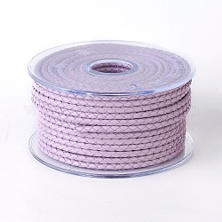 Braided Cowhide Cord, Leather Jewelry Cord, Jewelry DIY Making Material, Plum, 3mm, about 54.68 yards(50m)/roll