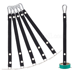 Ganchos de cinta aislante de poliéster, soporte de cinta de cuerda para cinturón de herramientas, con la constatación de acero inoxidable, negro, 266~288x15x1mm