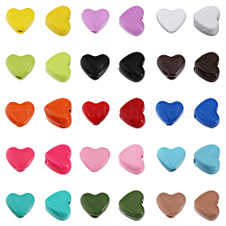 CHGCRAFT 60Pcs 15 Colors Heart Spray Painted Alloy Beads, Mixed Color, 5x6x3mm, Hole: 1.2mm, 4pcs/color