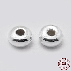 925 in argento sterling distanziatore perline, rondelle, argento, 3x1.5mm, Foro: 1 mm