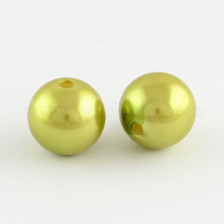 ABS Plastic Imitation Pearl Round Beads, Dark Khaki, 6mm, Hole: 2mm, about 5000pcs/500g