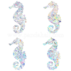 GORGECRAFT 4Pcs Rainbow Window Clings Sea Horse Pattern Window Decals Static Non Adhesive Collision Proof Glass Stickers Vinyl Film Home Decorations for Sliding Doors Windows Prevent Birds Strikes