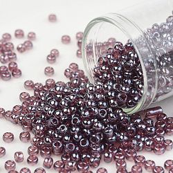 TOHO Round Seed Beads, Japanese Seed Beads, (110B) Transparent Luster Medium Amethyst, 8/0, 3mm, Hole: 1mm, about 222pcs/bottle, 10g/bottle