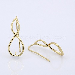 Brass Earring Hooks, Number 8, Golden, 28x11x2mm, Pin: 0.6mm
