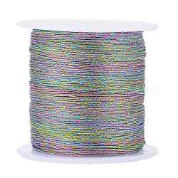 Полиэфирная плетеная металлическая нить, для изготовления и вышивки плетеных браслетов своими руками, красочный, 0.4 мм, 6-слойные, около 54.68 ярда (50 м) / рулон