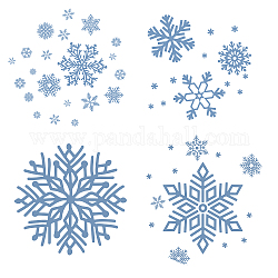 Etiqueta de la pared de pvc, para decoración del hogar de ventana o escalera, plano y redondo, patrón de copo de nieve, 18x18x0.03 cm, 4 PC / sistema