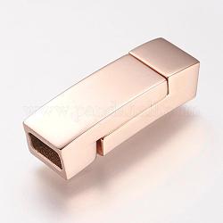 304 cierres magnéticos de acero inoxidable con extremos para pegar, Rectángulo, oro rosa, 24x8x6mm, agujero: 3 mm