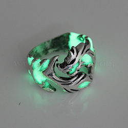 Кольцо-манжета с драконом из люминесцентного сплава, светящееся в темноте массивное кольцо для мужчин и женщин, античное серебро, размер США 9 (18.9 мм)
