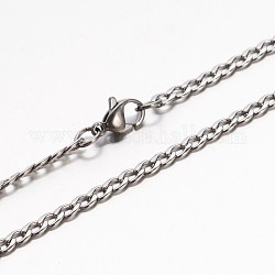Niño 304 acero inoxidable collares de cadena, con cierre de pinza, facetados, color acero inoxidable, 19.7 pulgada (50 cm)
