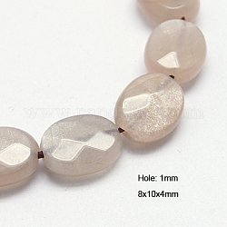 Natural Sunstone Beads Strands,  Faceted, Oval, Light Salmon, 10x8x4mm, Hole: 1mm, about 40pcs/strand, 15.5 inch