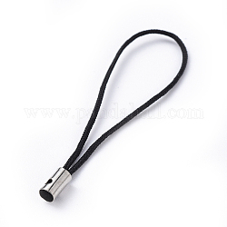 Mobile Phone Strap, Colorful DIY Cell Phone Straps, Nylon Cord Loop with Alloy Ends, Black, Platinum, 45mm