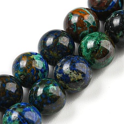 Brins de perles d'azurite naturelle, ronde, 8mm, Trou: 0.9mm, Environ 46~49 pcs/chapelet, 15.16''~15.75'' (38.5~40 cm)