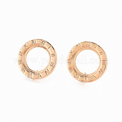 Brass Earring Findings, Nickel Free, Ring, Real 18K Gold Plated, 15mm, Hole: 1.8mm, Pin: 0.8mm