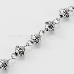 Tibetano Handmade perline lega di stile bicone catene per collane bracciali fare, con perno di ferro, senza saldatura, argento antico, 39.3 pollice