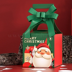 Scatole da forno quadrate di carta, con nastro, per l'imballaggio di biscotti per cupcake mini torta, confezione regalo a tema natale, modello di Babbo Natale, 100x100x205mm