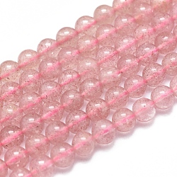 Brins de perles de quartz fraise natura, ronde, 6mm, Trou: 1mm, Environ 67 pcs/chapelet, 15.75 pouce (40 cm)