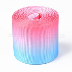Gradient Rainbow Polyester Ribbon, Single Face Printed Grosgrain Ribbon, for Crafts Gift Wrapping, Party Decoration, Colorful, 2 inch(50mm), about 5 yards/roll(4.57m/roll)